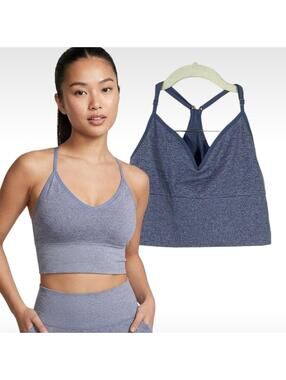 PINK Victoria's Secret Seamless Cropped Sports Bra NWT Dusty Iris Blue Small